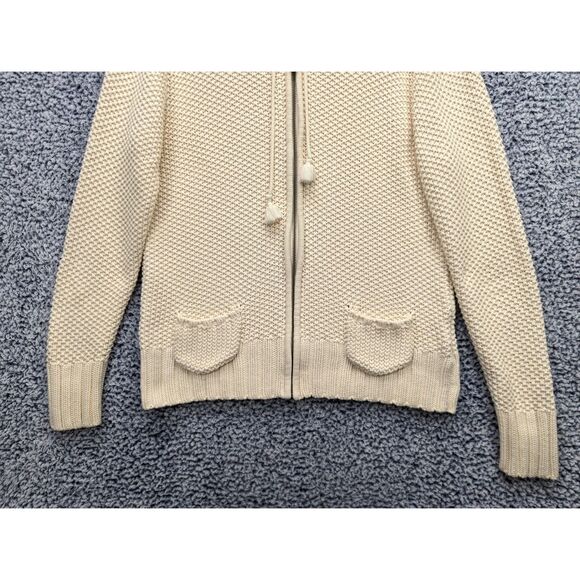 Vintage Old Navy Fisherman Crochet Knit Cardigan Size XL Full Zip 90s Boho Cream - Picture 4 of 10